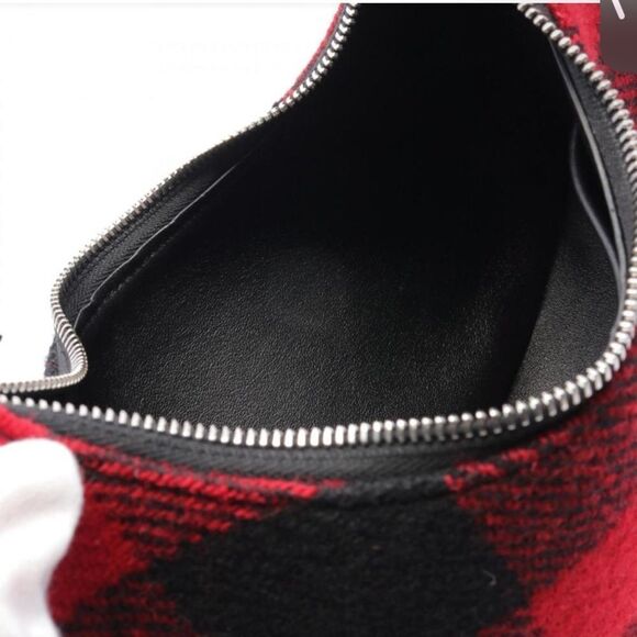 CELINE Medium Ava with Strap Shoulder Bag Leather Fabric Women's Red Black - Picture 6 of 6